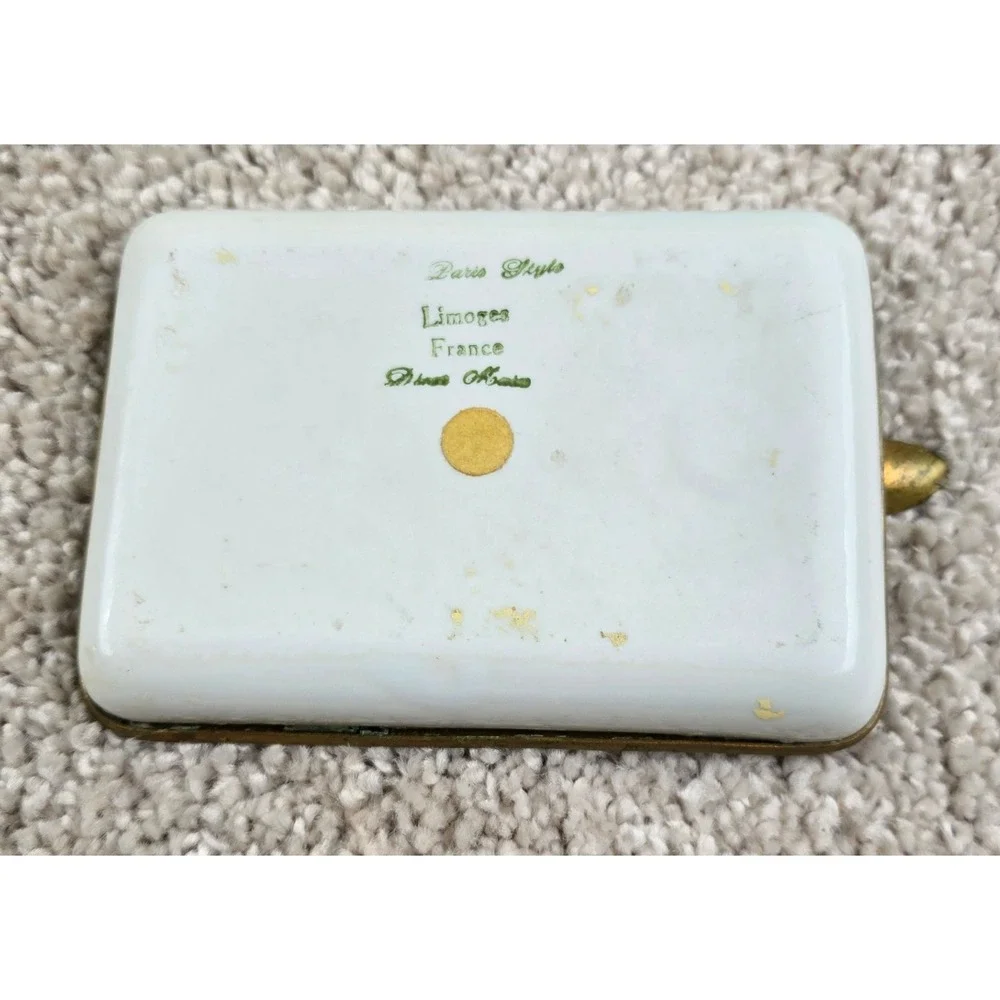 Vintage Paris Style Limoges France Porcelain Ashtray Gold Gilt Brass Trim